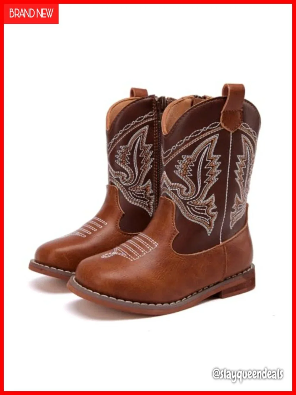 Toddler Western Cowboy Boots Microfiber Side Zipper Anti-Slip Cowgirl Boots